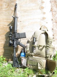 bug out bag and gun