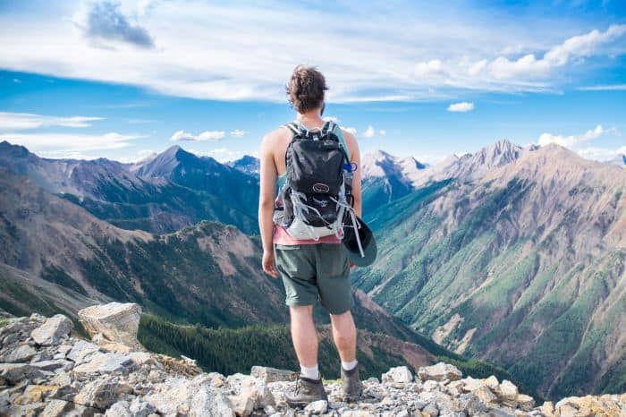 man on a hike