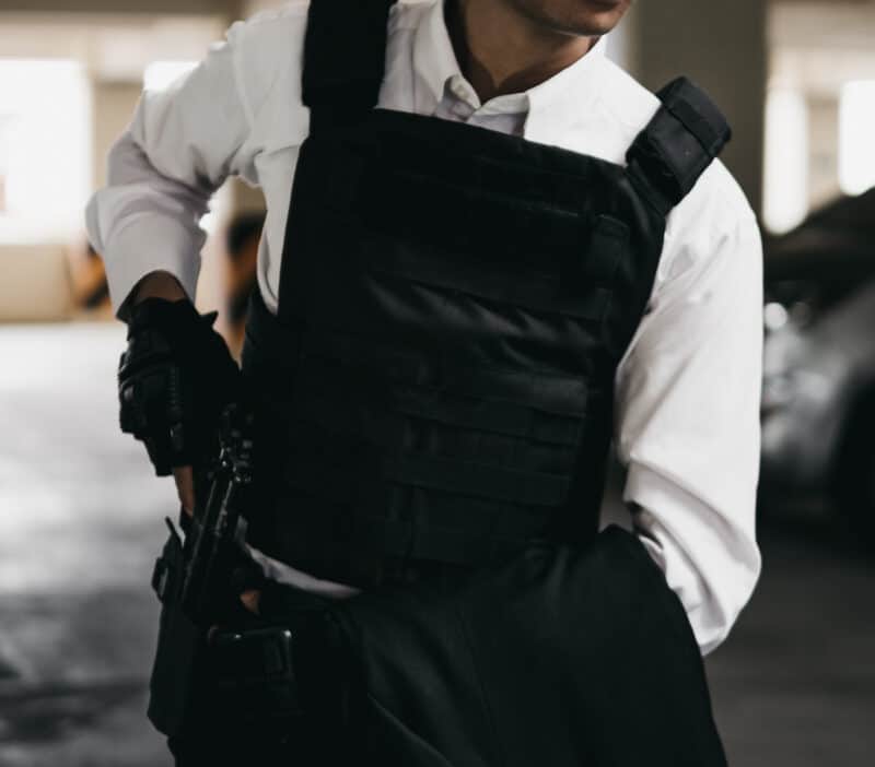 body armor on a man