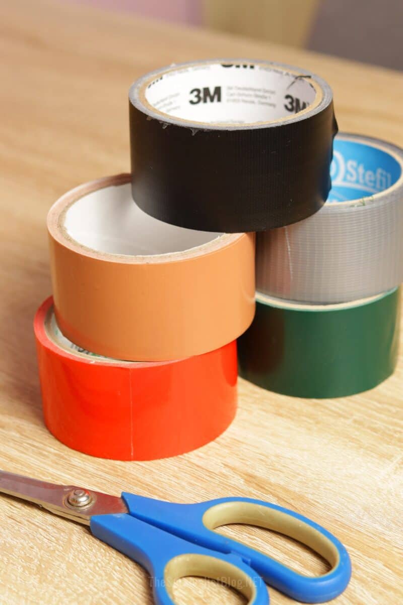 duct tape in various colors next to scissors